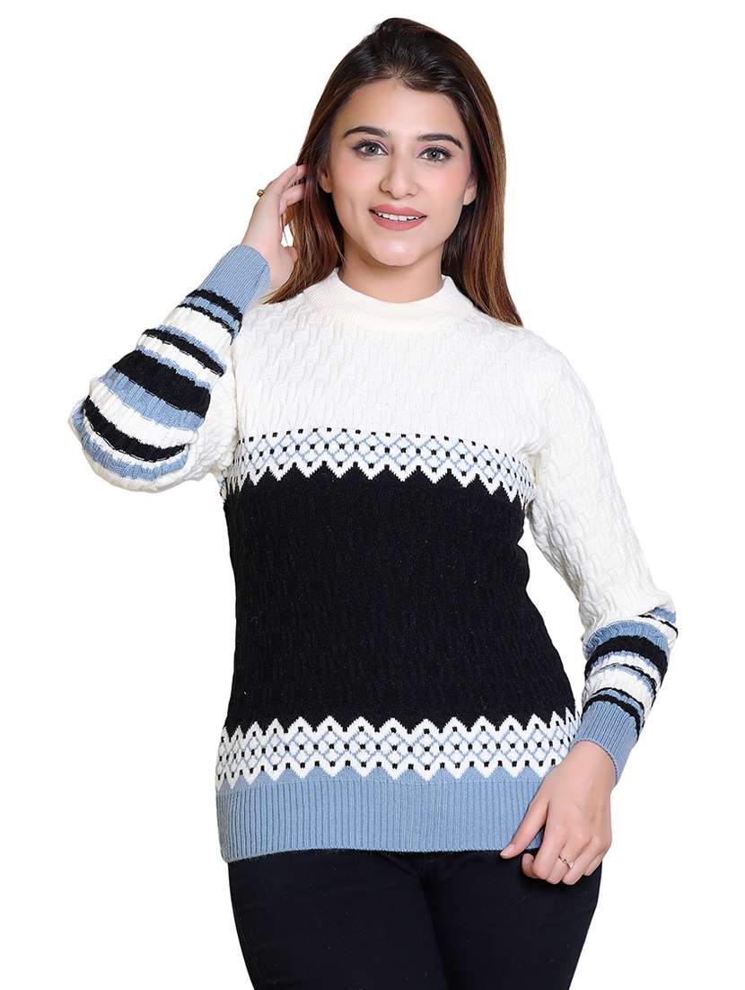 women color blocked long sleeves pullover - 21543033 -  Zoom Image - 0