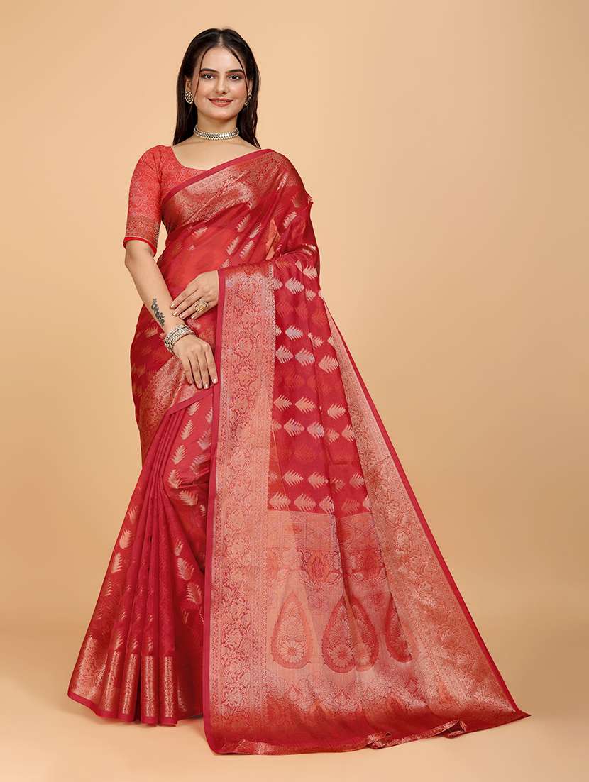 women self design banarasi saree with blouse