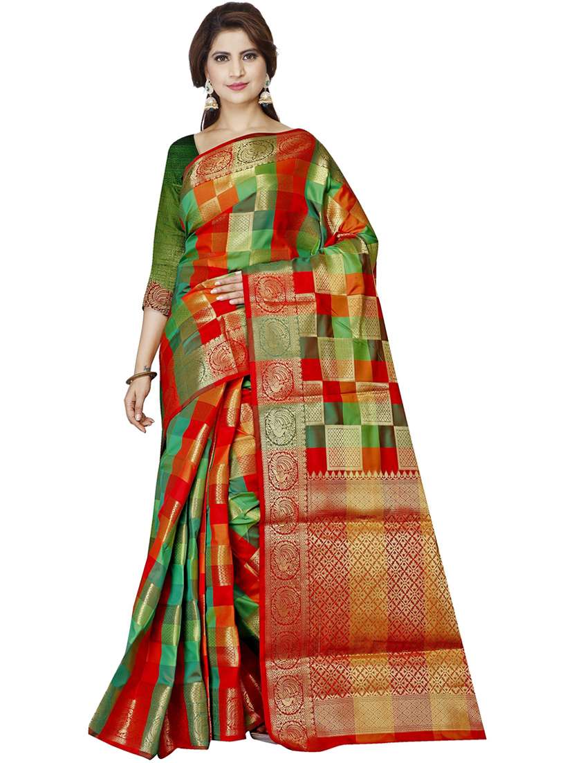 red jacquard kanjivaram saree
