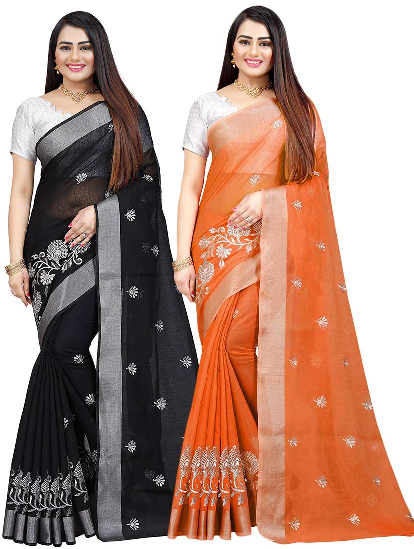 women pack of 2 self design combo sarees