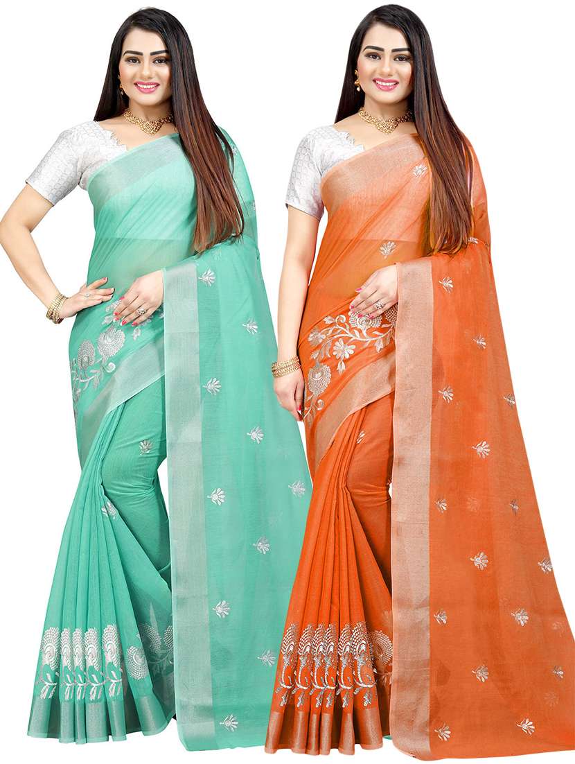 women pack of 2 self design combo sarees