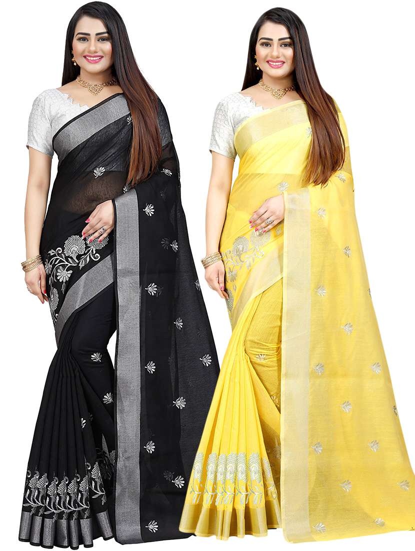 women pack of 2 self design combo sarees