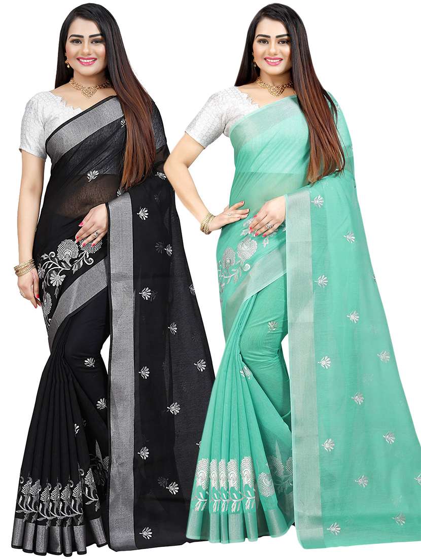 women pack of 2 self design combo sarees