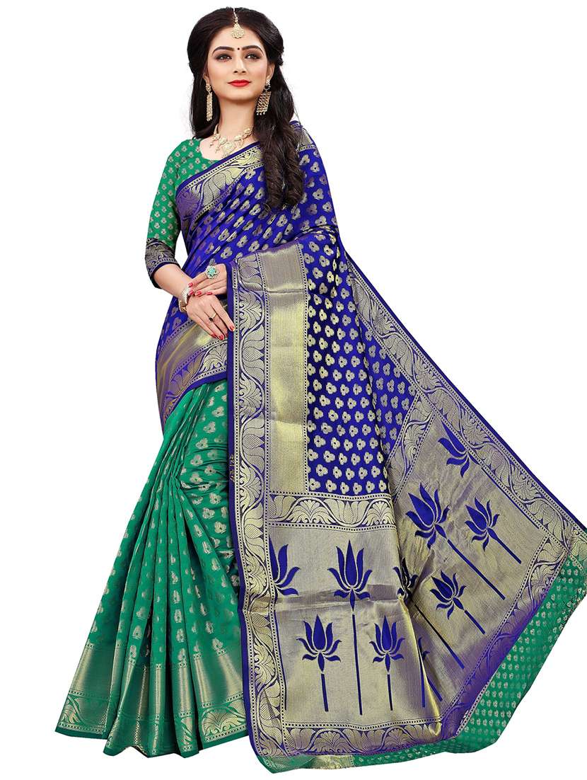 women self design half & half saree