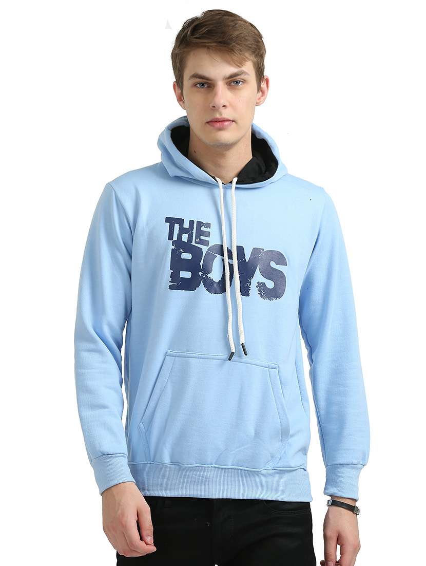 men chest print hooded sweatshirt