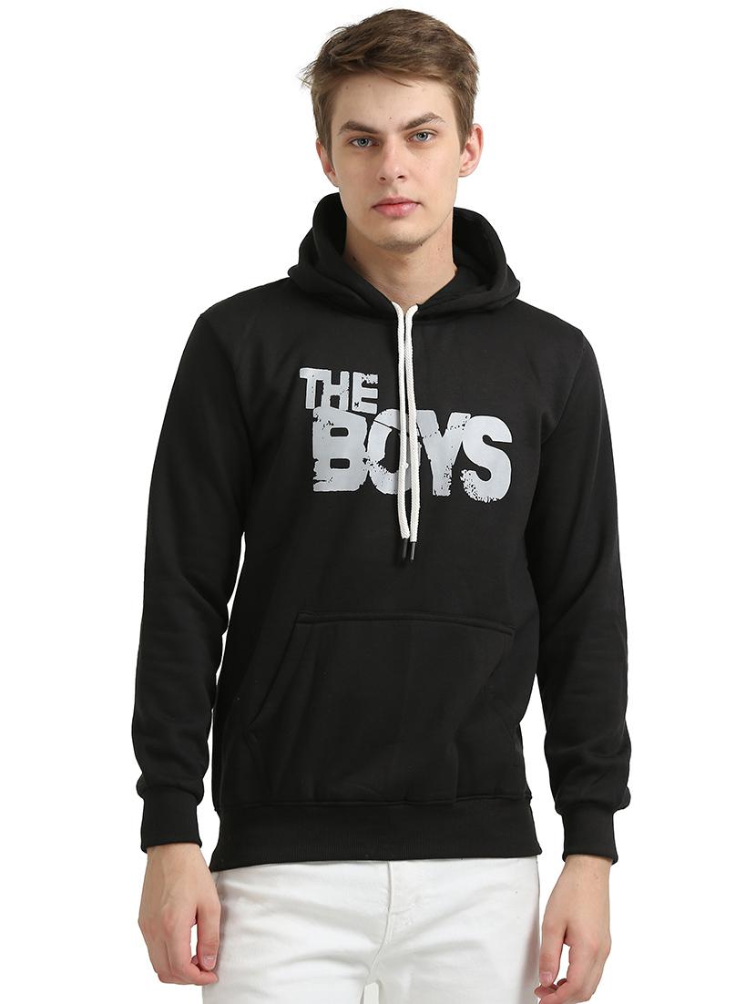 men chest print hooded sweatshirt