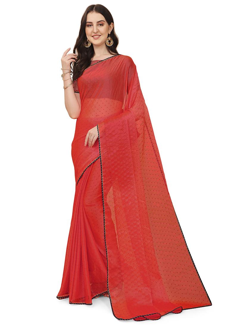 women red embroidered saree - 21544520 - Zoom Image - 0