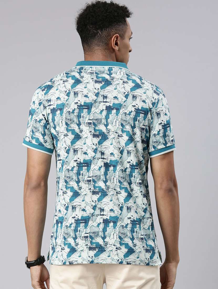 men all over print short sleeve polo t-shirt - 21544715 -  Standard Image - 3