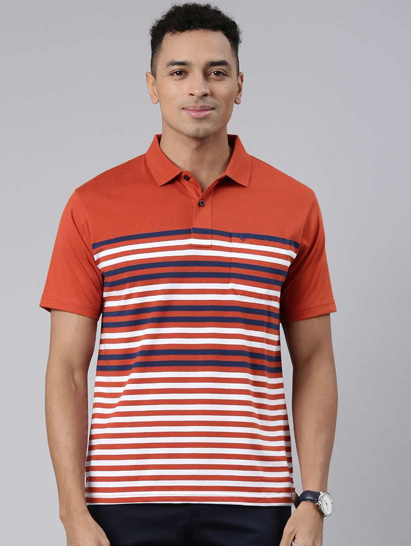 men striped short sleeve polo t-shirt - 21544742 -  Zoom Image - 0