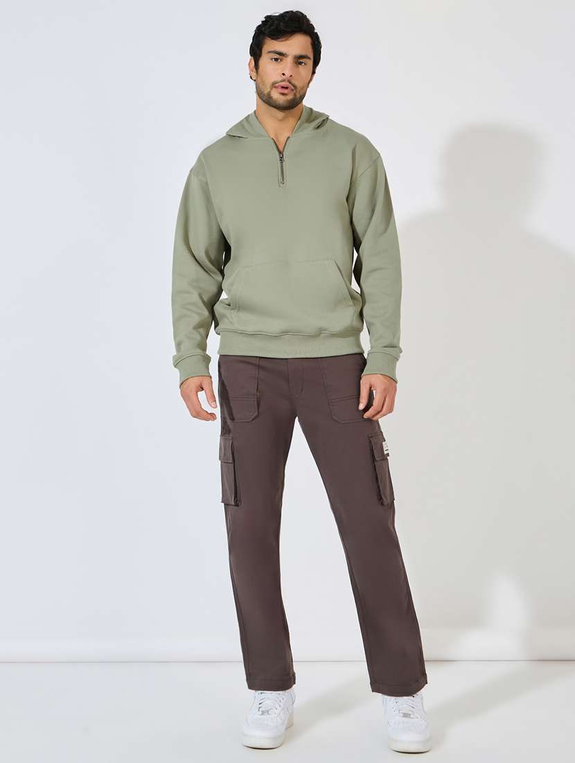 Men Solid Long Sleeve Hoocded Sweatshirt