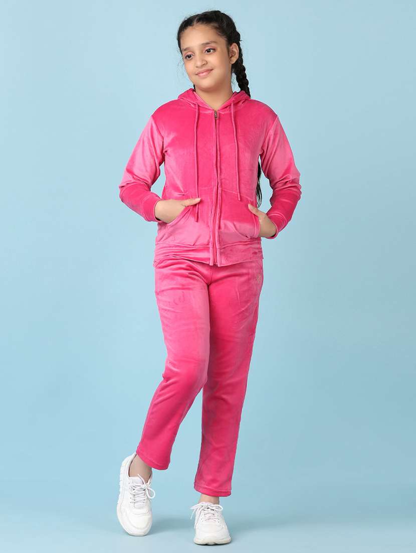 girls solid long sleeve hooded sweatshirt - 21544980 -  Standard Image - 3