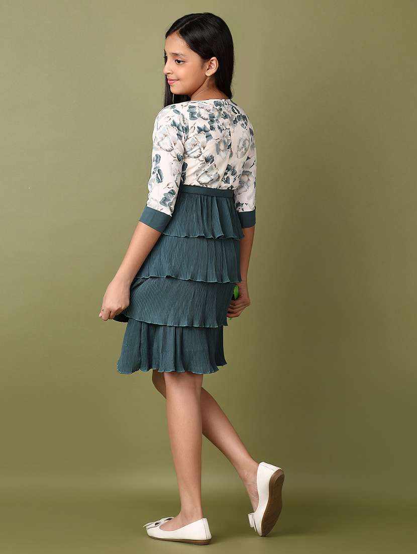 girls printed round neck layered dress - 21545021 -  Standard Image - 3