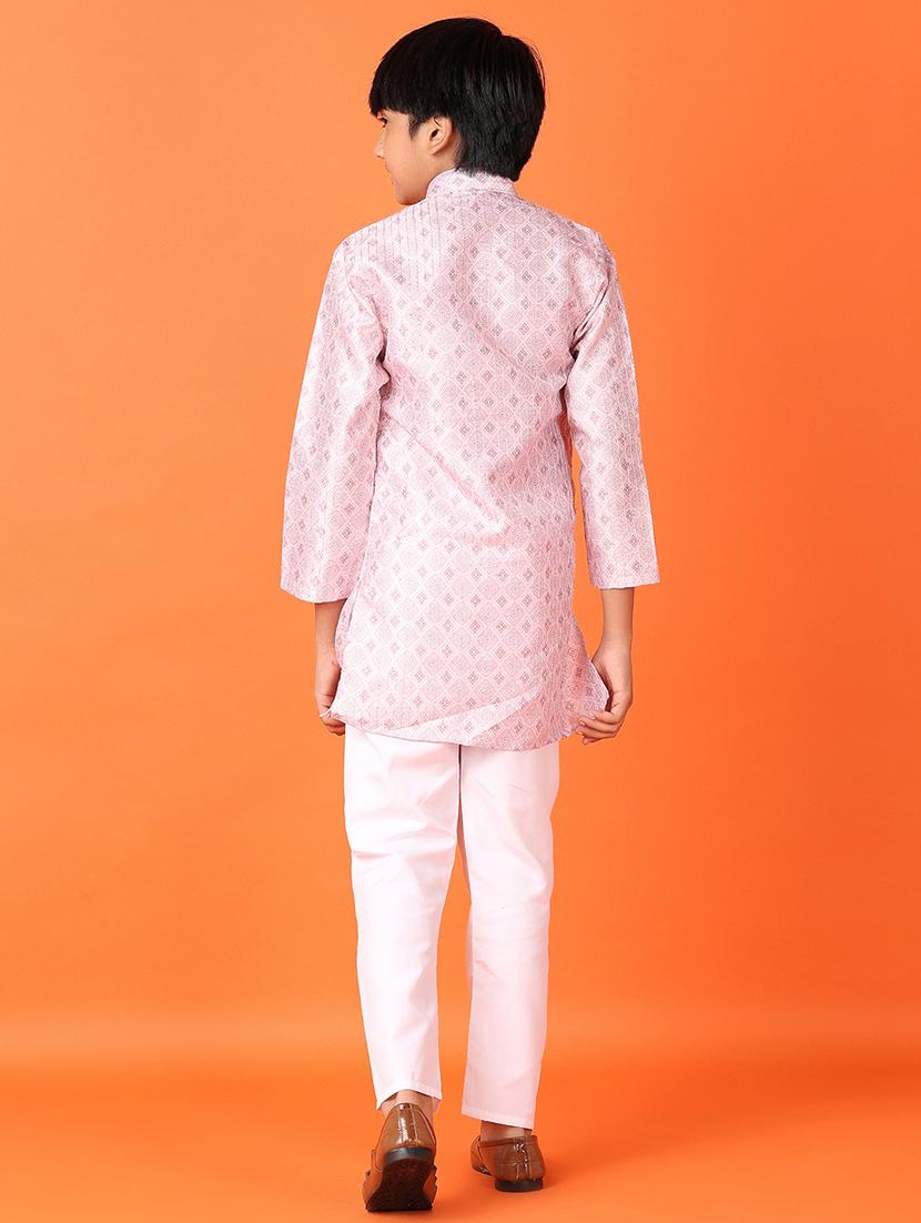 boys embroidered long sleeve kurta set - 21545024 - Standard Image - 3