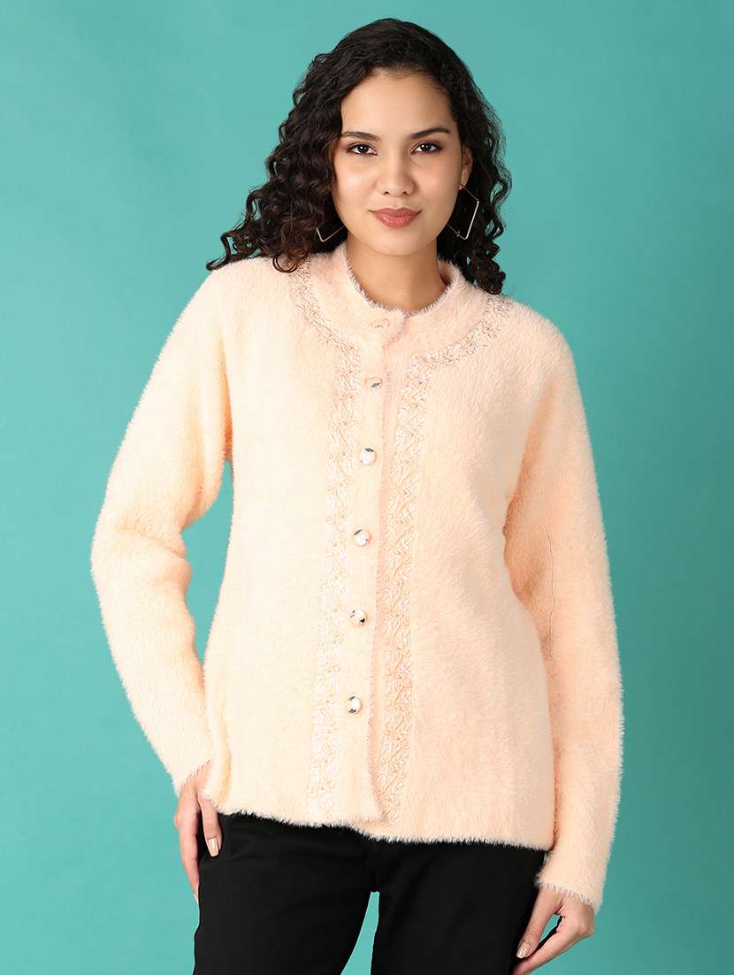 women self design long sleeve cardigan