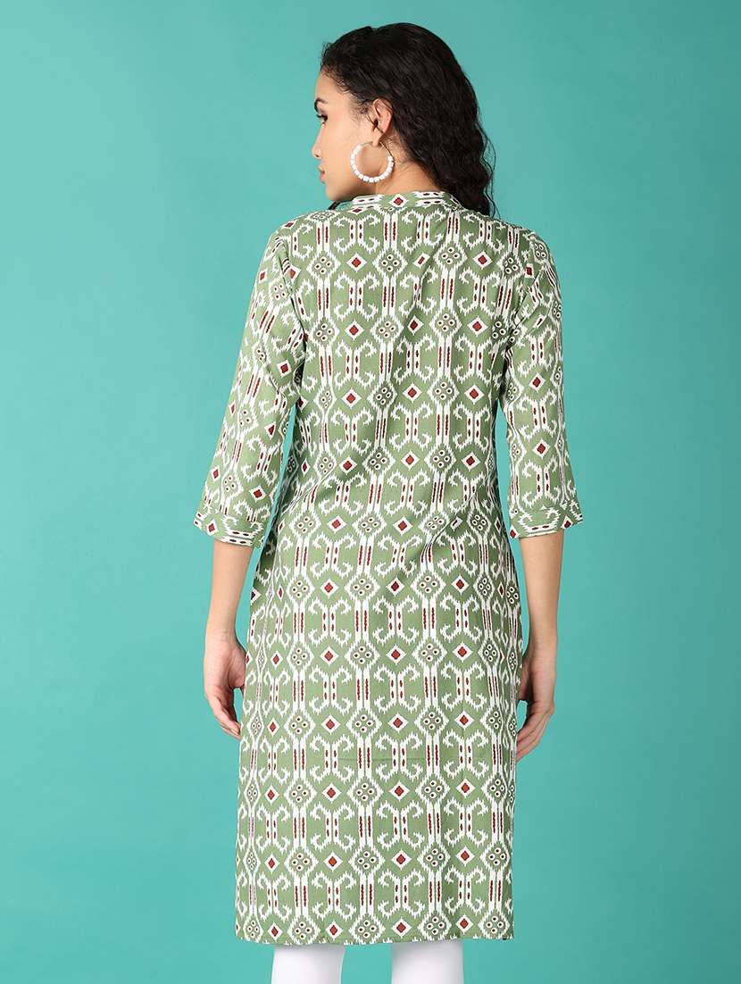 women three quarter sleeve straight kurta - 21545053 - Standard Image - 3