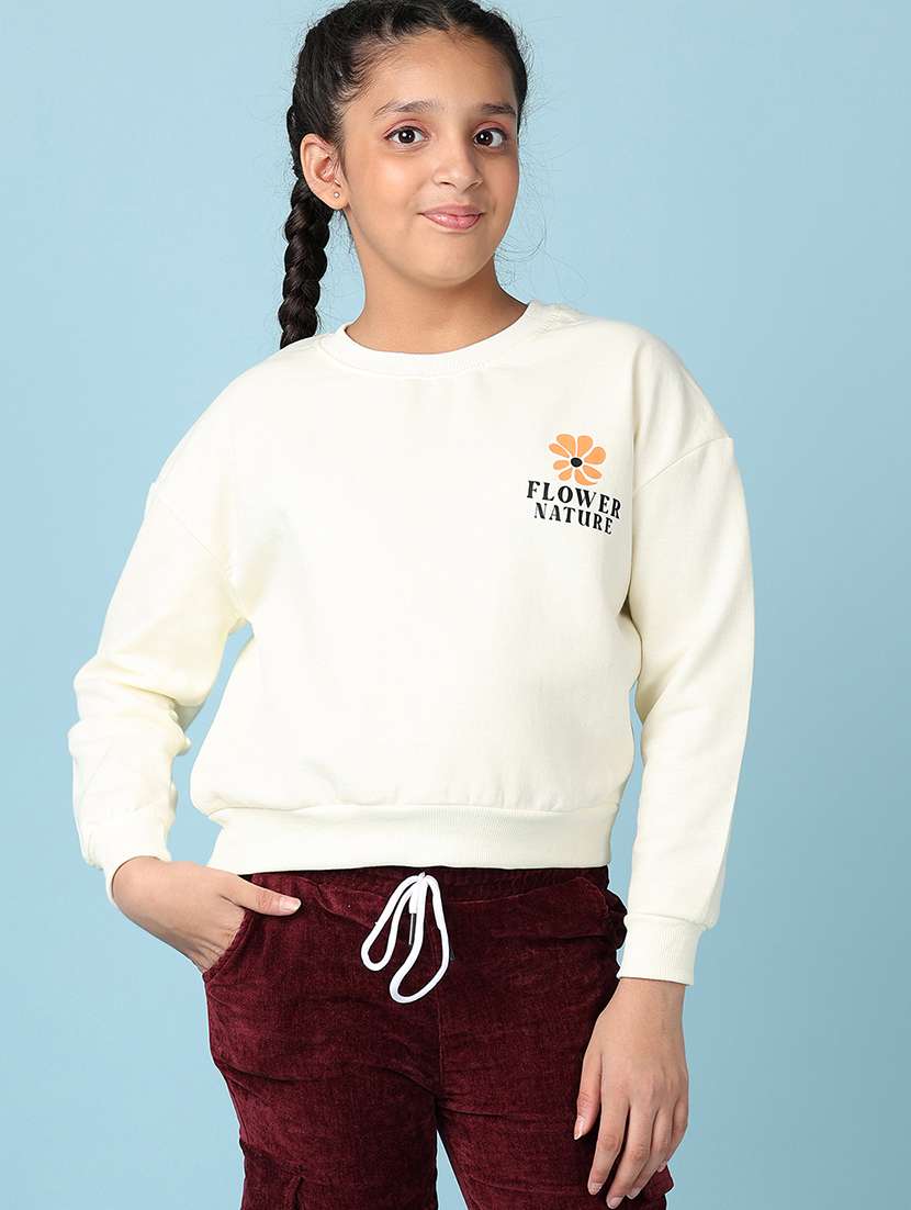 girls front & back print long sleeve sweatshirt