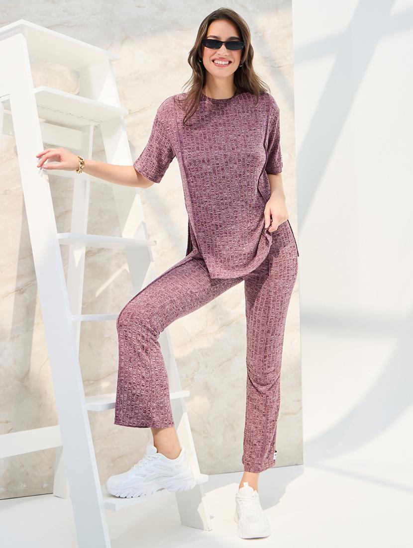 women pink solid top and trouser co-ord set - 21546975 -  Zoom Image - 0