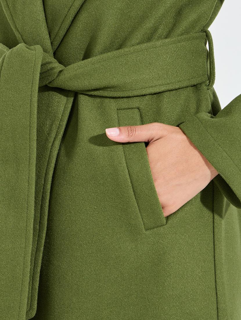 women olive solid trench coat - 21546979 - Standard Image - 5