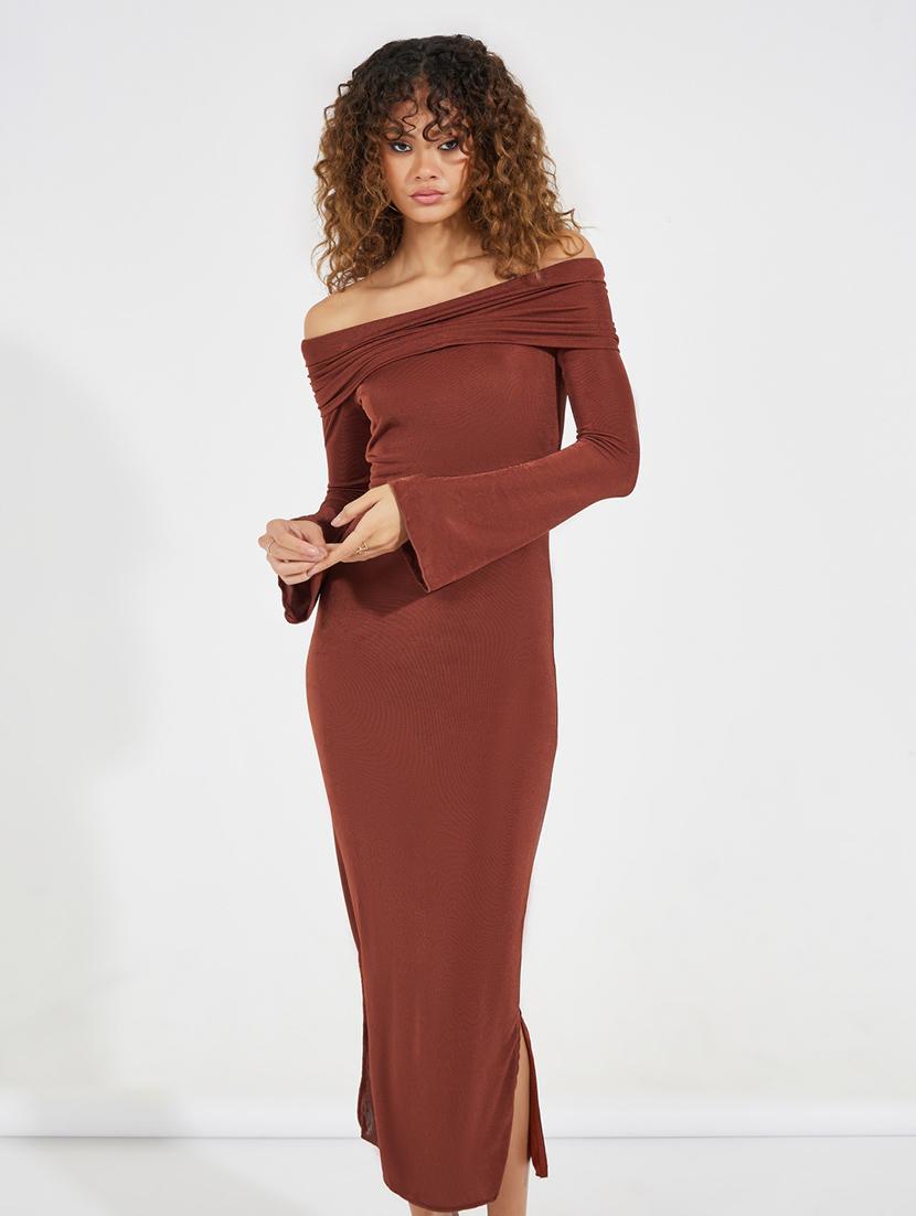 women brown solid sheath dress - 21546996 - Standard Image - 3