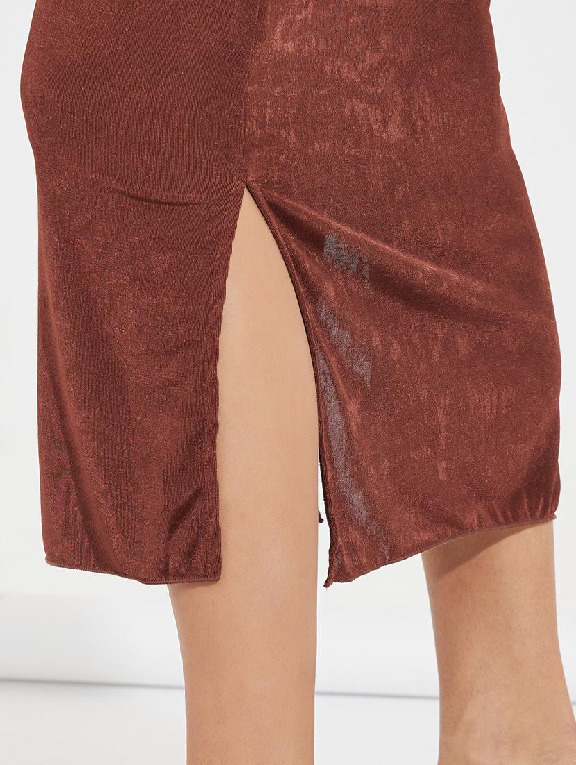 women brown solid sheath dress - 21546996 - Standard Image - 5