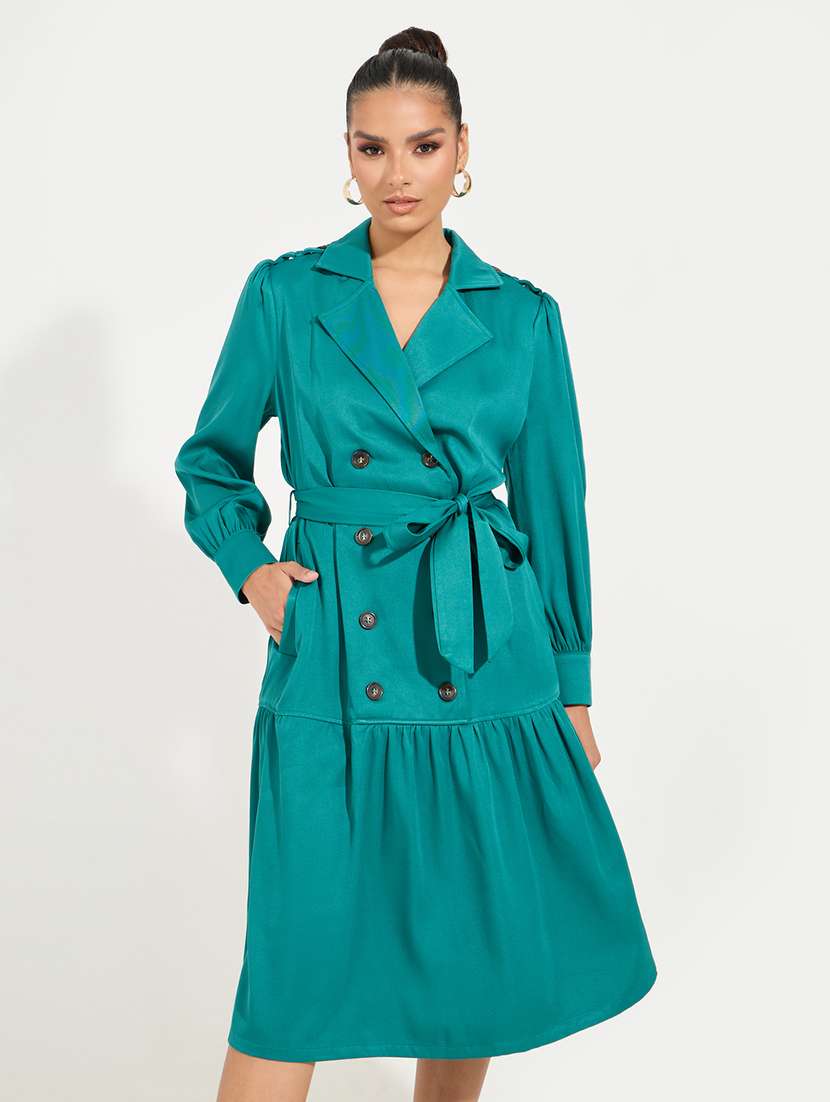 women teal solid tiered dress - 21547007 -  Standard Image - 3