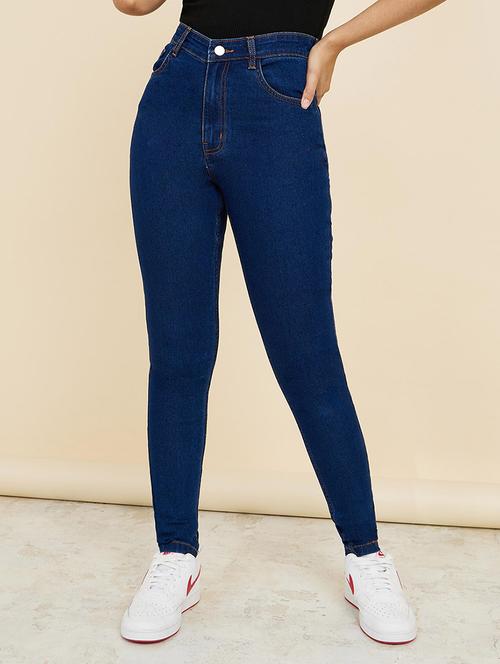 women blue plain skinny fit jean - 21547031 -  Standard Image - 0