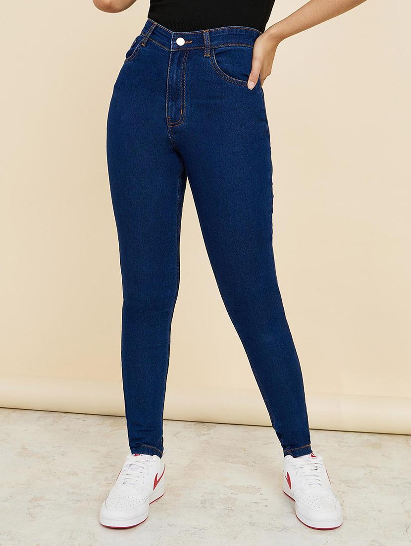 women blue plain skinny fit jean - 21547031 -  Zoom Image - 0