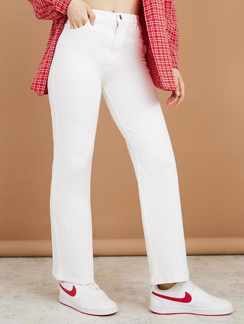women white plain straight fit jean - 21547034 - Standard Image - 0