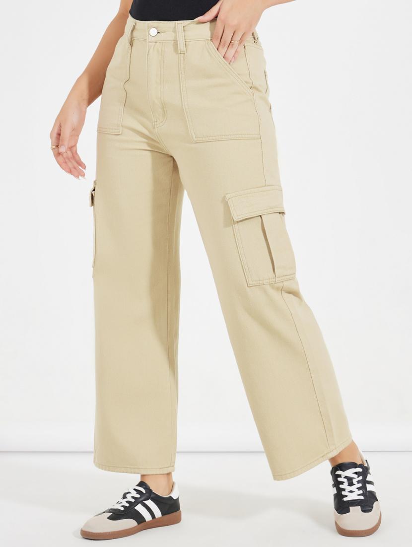 women beige solid cargo - 21547035 - Zoom Image - 0