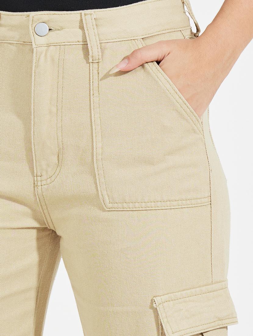 women beige solid cargo - 21547035 - Standard Image - 3