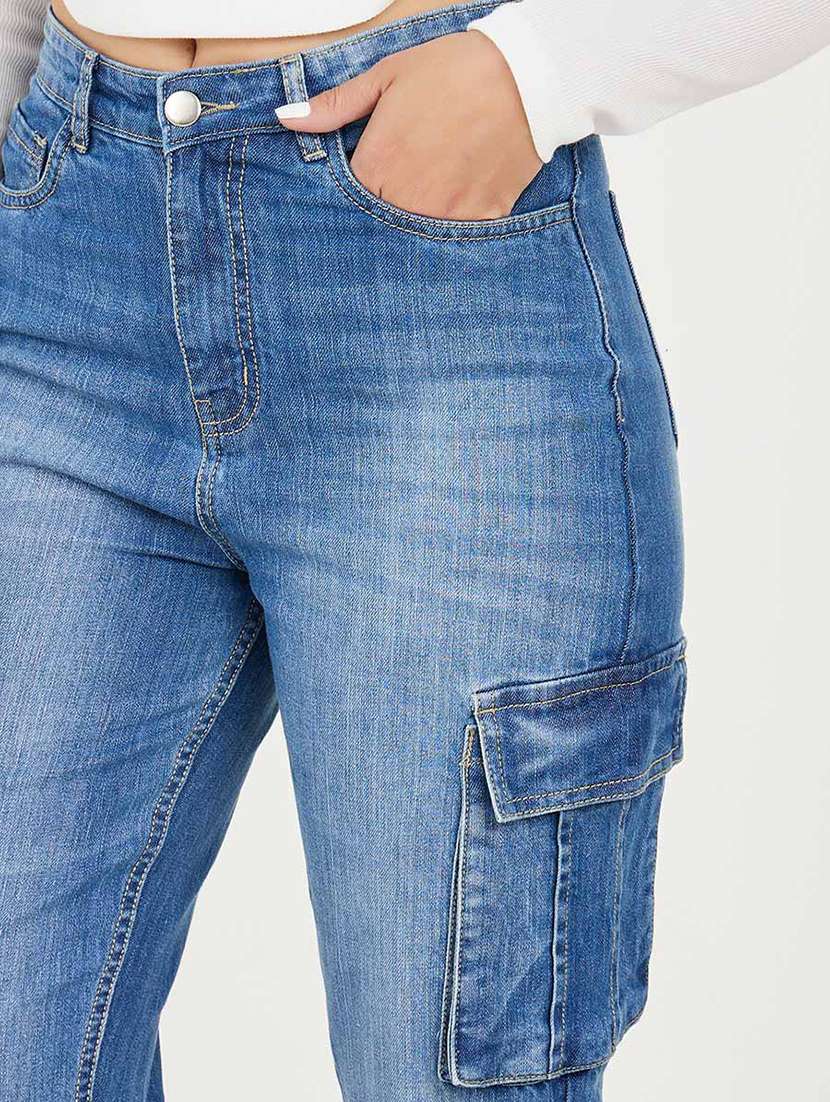 women blue solid cargo - 21547038 -  Standard Image - 3