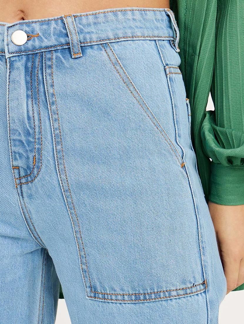 women blue plain wide leg jean - 21547040 - Standard Image - 3