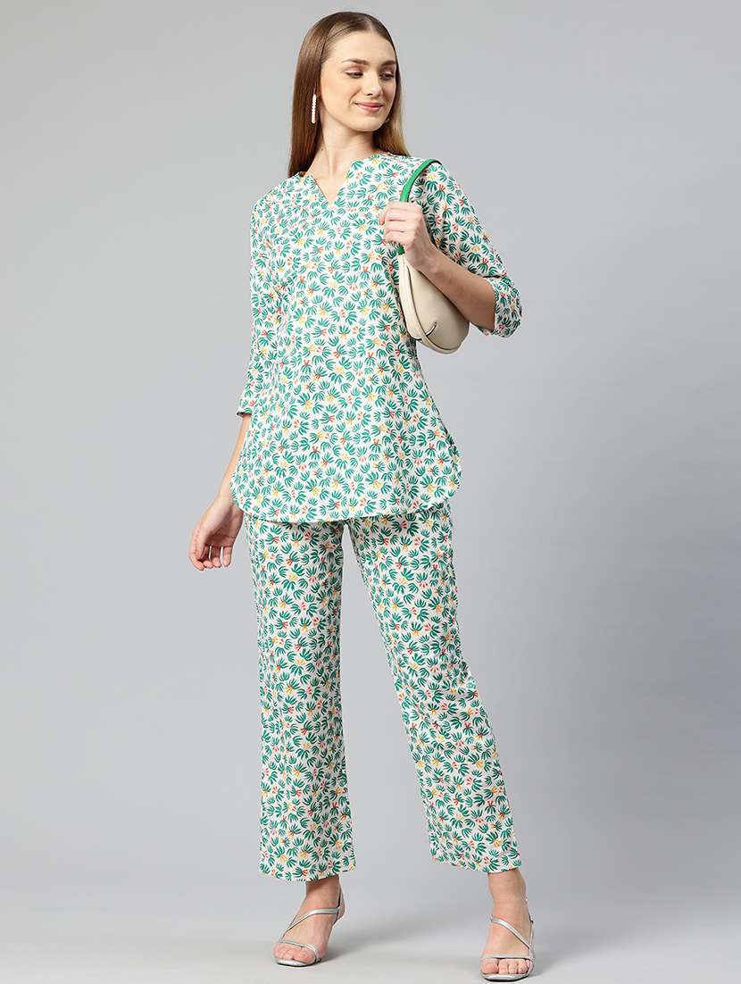 women printed top  and trouser co-ord set - 21547521 -  Standard Image - 3