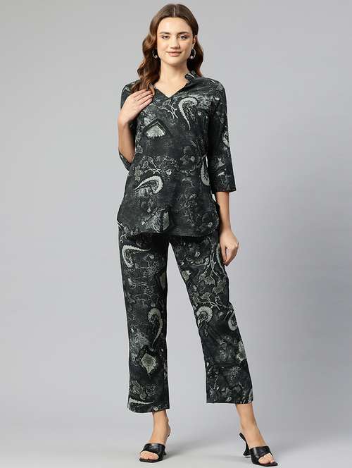 women printed top and trouser co-ord set - 21547522 -  Standard Image - 0