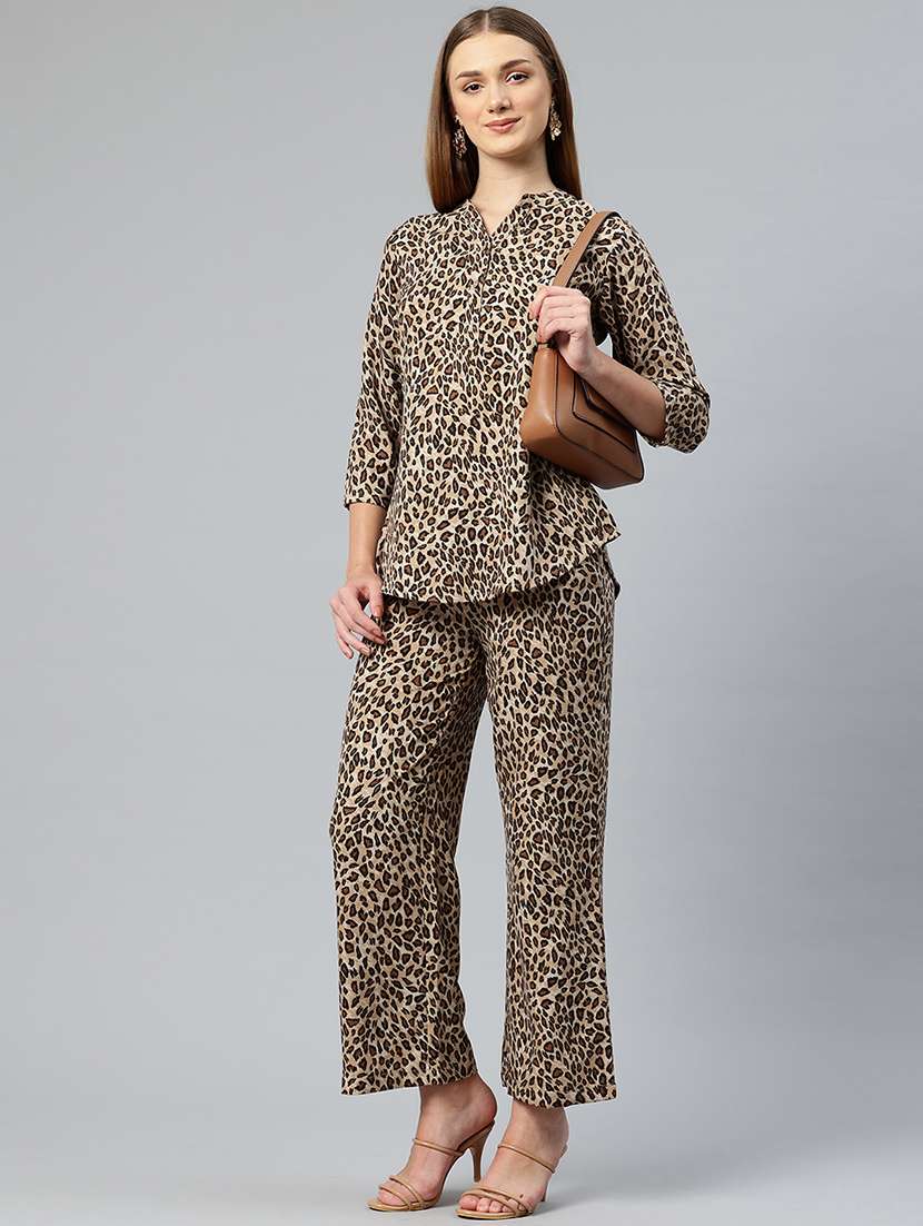 beige crepe top and trouser set coord - 21547525 -  Standard Image - 3