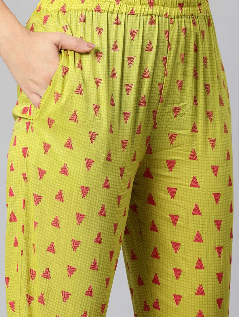women green printed top and trouser co-ord set - 21547533 -  Standard Image - 5