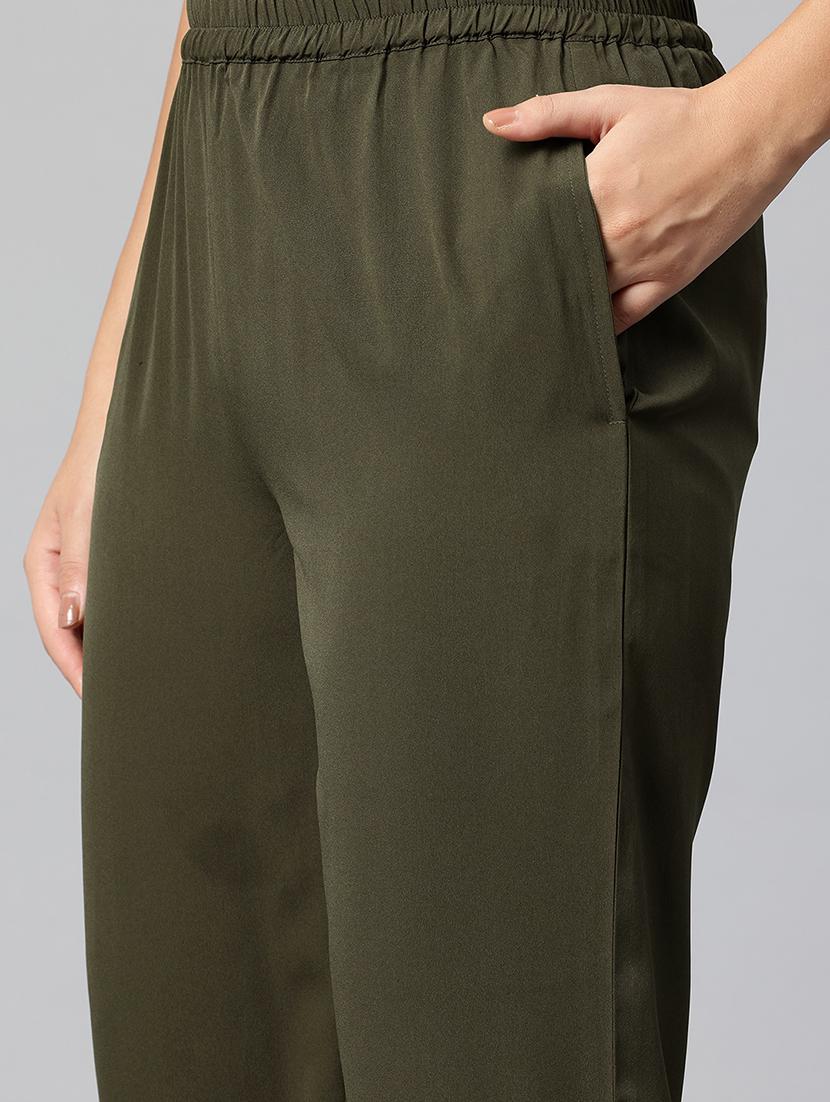 women olive solid top and trouser co-ord set - 21547539 - Standard Image - 5