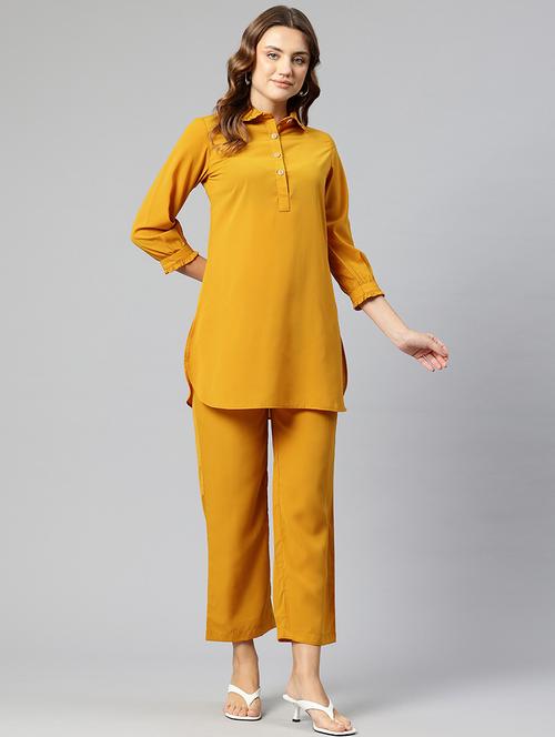 women solid top and trouser co-ord set - 21547543 - Standard Image - 0