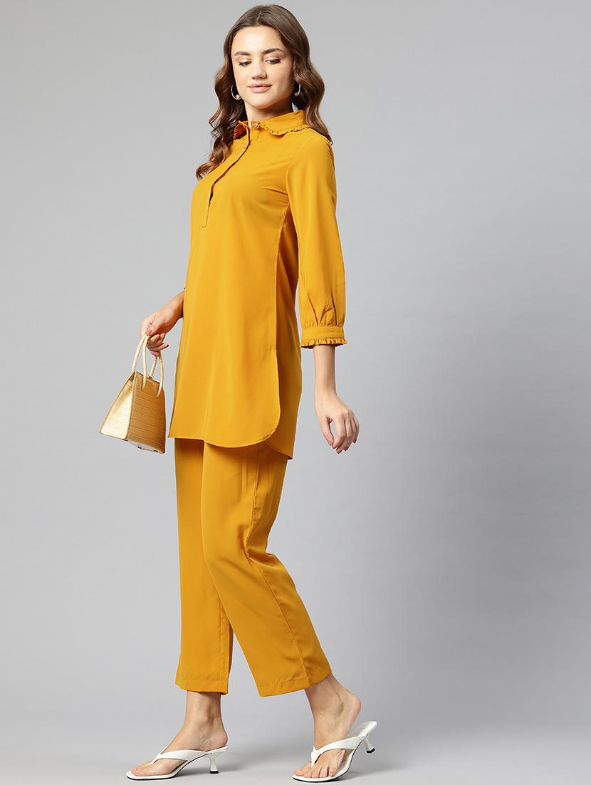 women solid top and trouser co-ord set - 21547543 - Standard Image - 3