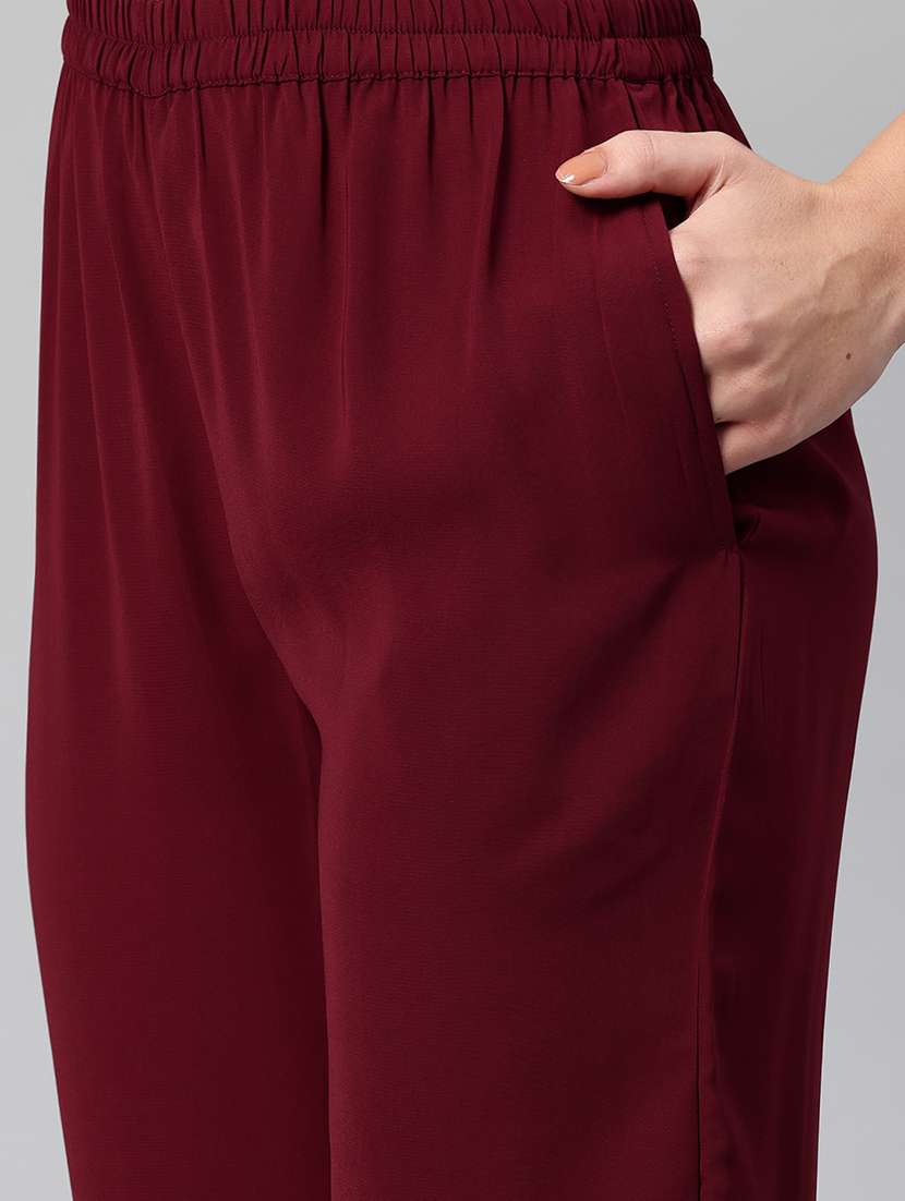 women solid top and trouser co-ord set - 21547544 -  Standard Image - 5