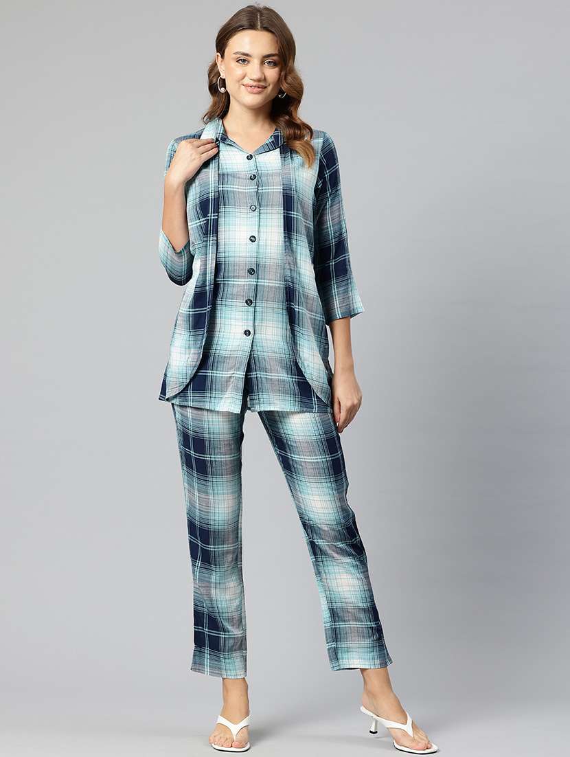 women checks top and trouser co-ord set - 21547547 -  Zoom Image - 0