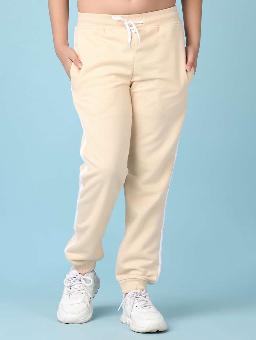 girls mid rise solid joggers