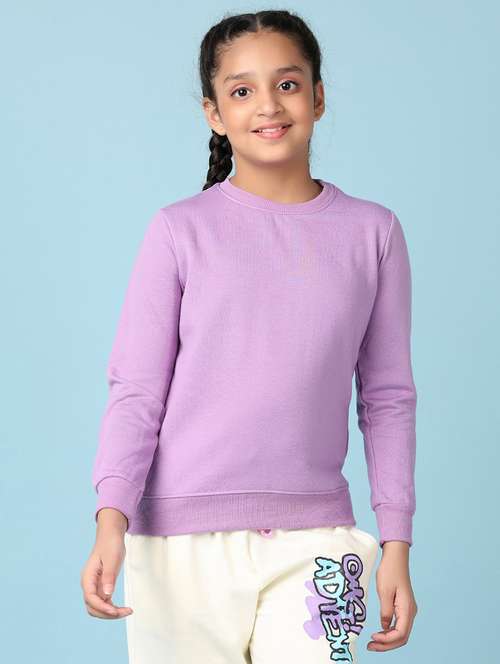 girls lavender solid long sleeve sweatshirt - 21547600 -  Standard Image - 0