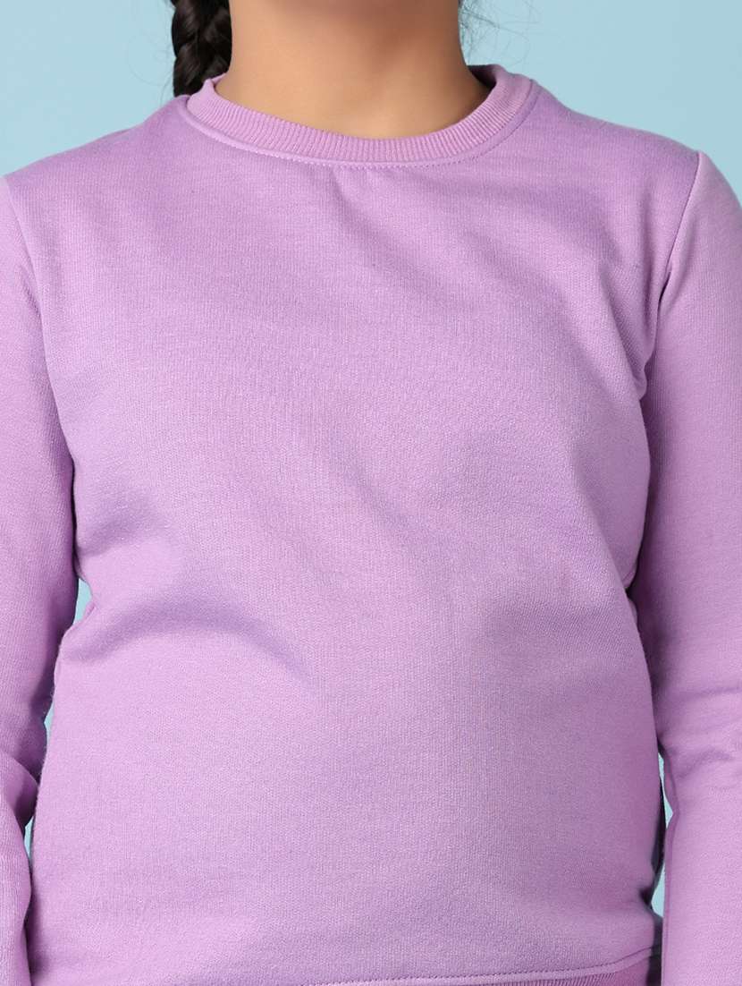 girls lavender solid long sleeve sweatshirt - 21547600 -  Standard Image - 5