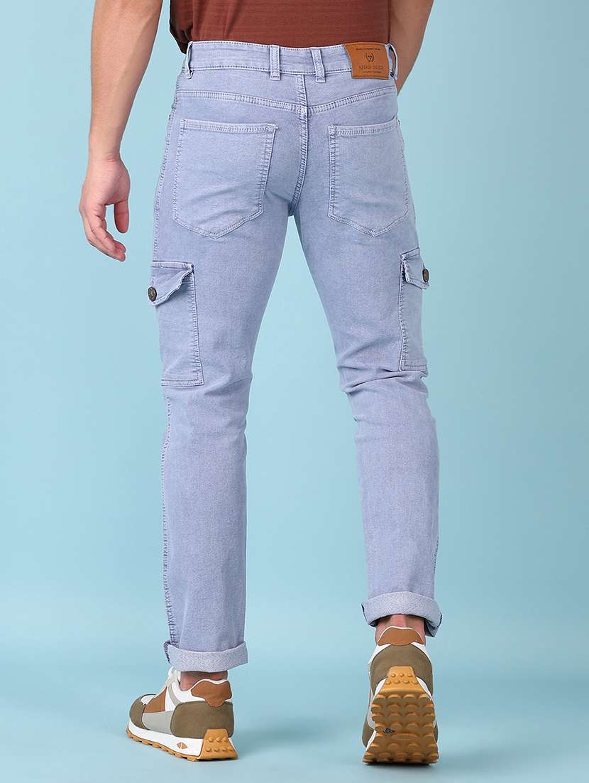 men solid mid rise cargo - 21547654 -  Standard Image - 3