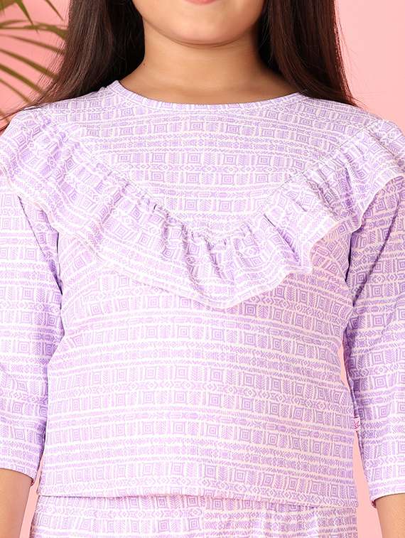 girls geometric printed top & trouser full length sets - 21547659 -  Standard Image - 5