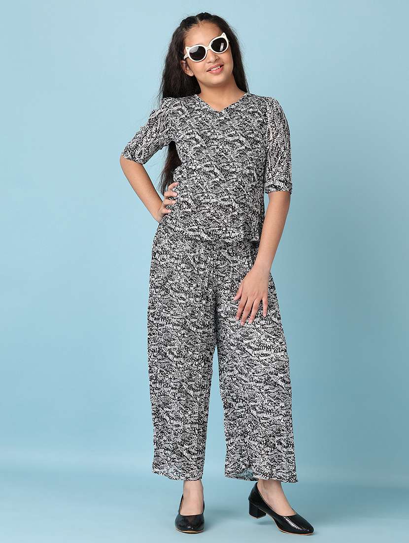 girls printed casual wear full length set