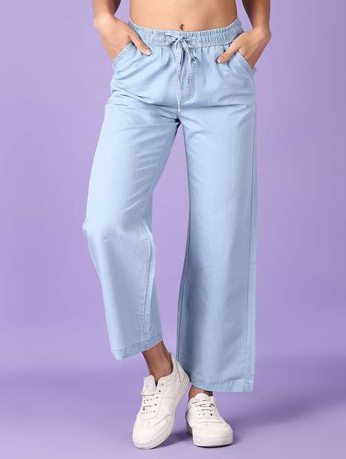 women plain wide leg jeans