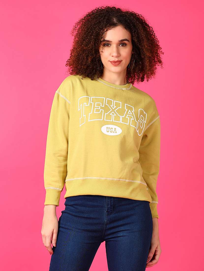 women chest print long sleeve sweatshirt