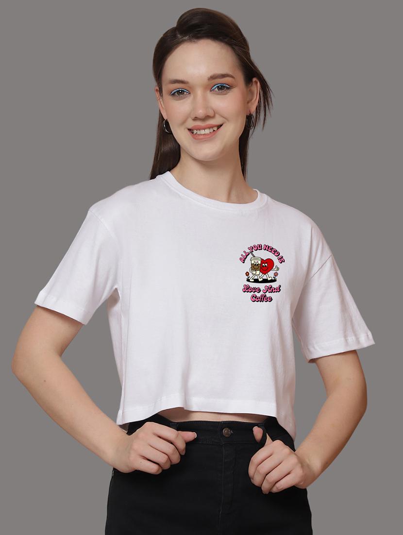 women front & back print round neck t-shirt - 21548944 -  Zoom Image - 0